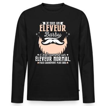 Barbe Humour Éleveur Barbu - T-shirt manches longues Premium bio Homme - noir - Devant - Nico (187cm)