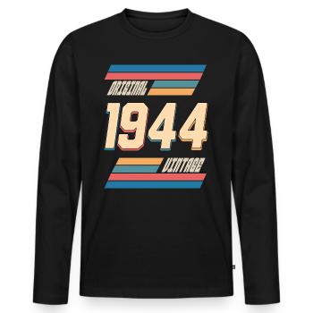 Original 1944 Geburtstag 80 Jahre Jubiläum - Männer Premium Bio Langarmshirt - Schwarz - Vorne - Nico (187cm)
