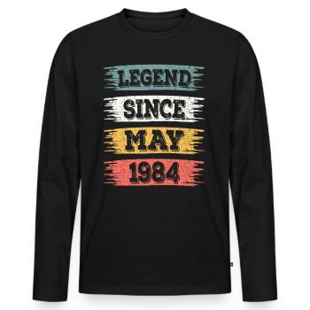 Legend 40 Years 1984 May 40 Years Anniversary - Men's Premium Organic Long Sleeve Shirt - black - Front - Nico (187cm)