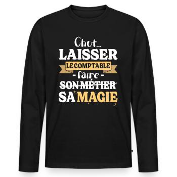 Accountant does his magic Humor Accounting - Men's Premium Organic Long Sleeve Shirt - black - Front - Nico (187cm)