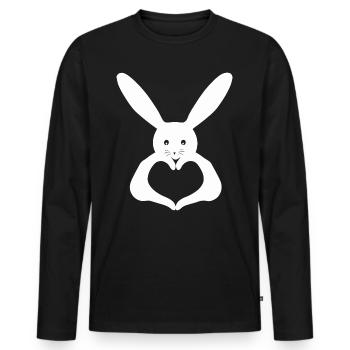 Herz Handform Kaninchen - Männer Premium Bio Langarmshirt - Schwarz - Vorne - Nico (187cm)