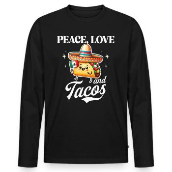Peace Love Tacos Love Mexican Tacos - Men's Premium Organic Long Sleeve Shirt - black - Front - Nico (187cm)