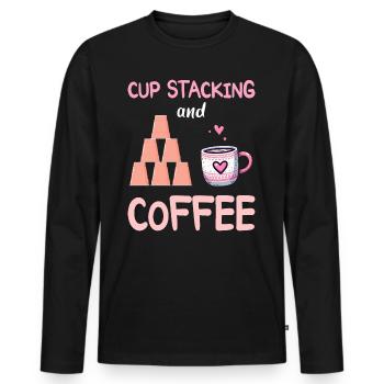Stacker Sport Cup Stacking Und Kaffee - Männer Premium Bio Langarmshirt - Schwarz - Vorne - Nico (187cm)
