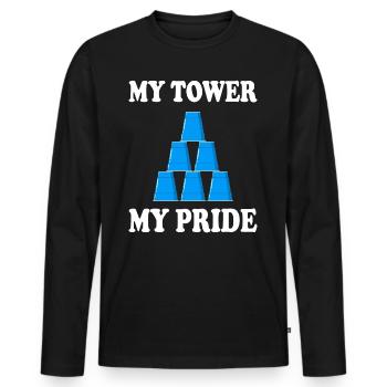 Becher Stapeln Humor Sport Stapeln - Männer Premium Bio Langarmshirt - Schwarz - Vorne - Nico (187cm)