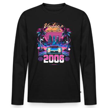 Synthwave Retro 18th Anniversary 2006 - Men's Premium Organic Long Sleeve Shirt - black - Front - Nico (187cm)