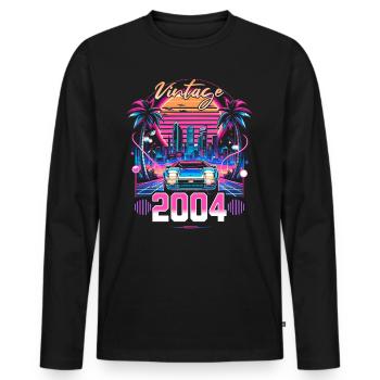 Synthwave Retro 20th Anniversary 2004 - Men's Premium Organic Long Sleeve Shirt - black - Front - Nico (187cm)
