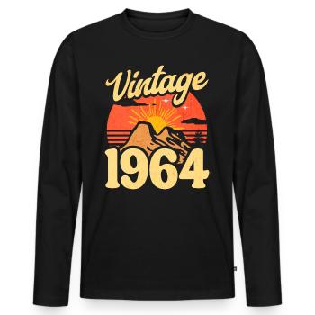 Vintage 60th Anniversary 1964 - Men's Premium Organic Long Sleeve Shirt - black - Front - Nico (187cm)