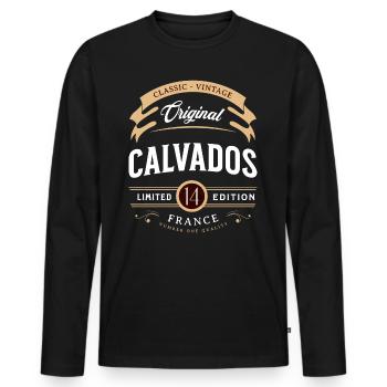 Vintage Calvados Département France - T-shirt manches longues Premium bio Homme - noir - Devant - Nico (187cm)