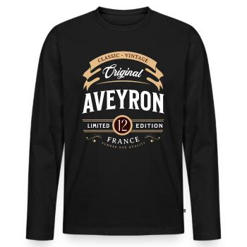 Vintage Aveyron Department France - Men's Premium Organic Long Sleeve Shirt - black - Front - Nico (187cm)