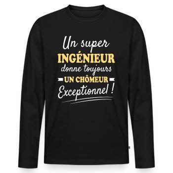 Exceptionnel Ingénieur Chômeur - T-shirt manches longues Premium bio Homme - noir - Devant - Nico (187cm)
