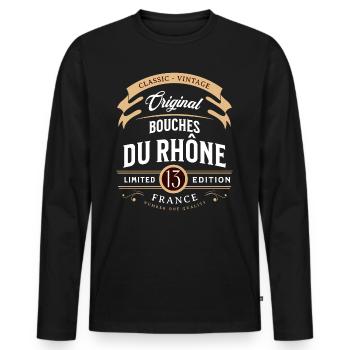 Bouches-du-Rhône Département France - T-shirt manches longues Premium bio Homme - noir - Devant - Nico (187cm)