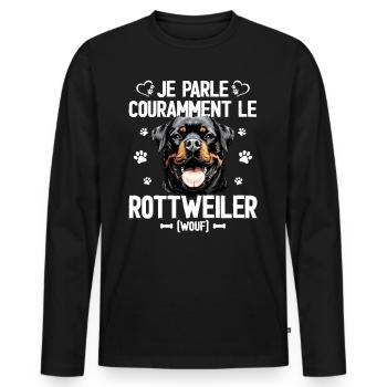 Parler Le Rottweiler Humour Chien - T-shirt manches longues Premium bio Homme - noir - Devant - Nico (187cm)