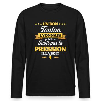 Tonton Lyonnais Oncle Humour Tonton - T-shirt manches longues Premium bio Homme - noir - Devant - Nico (187cm)