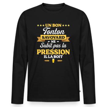 Tonton Savoyard Oncle Humour Tonton - T-shirt manches longues Premium bio Homme - noir - Devant - Nico (187cm)