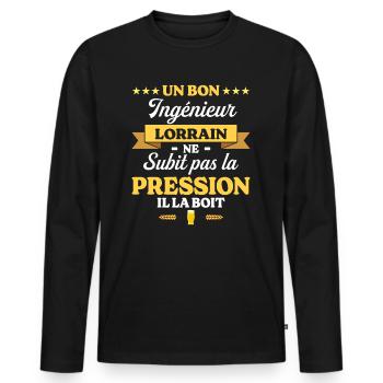 Ingénieur Lorrain Humour Génie - T-shirt manches longues Premium bio Homme - noir - Devant - Nico (187cm)