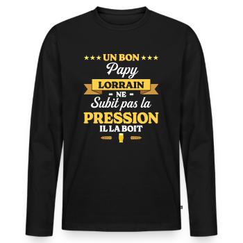 Papy Lorrain Grand-Père Humour Papy - T-shirt manches longues Premium bio Homme - noir - Devant - Nico (187cm)