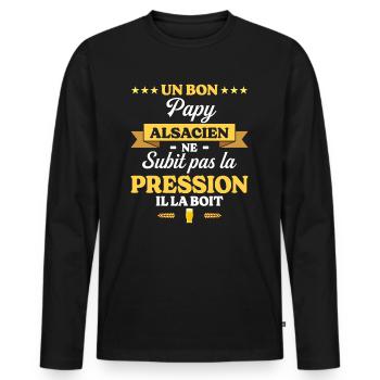 Papy Alsacien Grand-Père Humour Papy - T-shirt manches longues Premium bio Homme - noir - Devant - Nico (187cm)