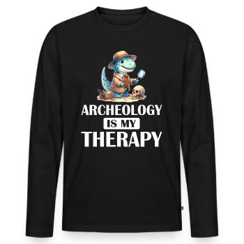 Archäologie ist meine archäologische Therapie - Männer Premium Bio Langarmshirt - Schwarz - Vorne - Nico (187cm)