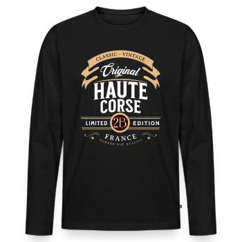 Haute-Corse Département France - T-shirt manches longues Premium bio Homme - noir - Devant - Nico (187cm)