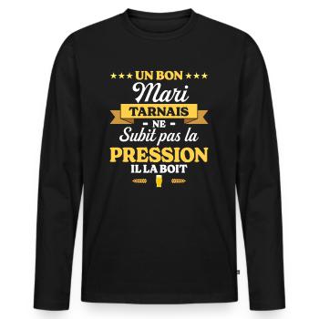 Mari Tarnais Compagnon Humour Mari - T-shirt manches longues Premium bio Homme - noir - Devant - Nico (187cm)