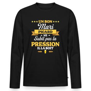 Mari Picard Compagnon Humour Mari - T-shirt manches longues Premium bio Homme - noir - Devant - Nico (187cm)