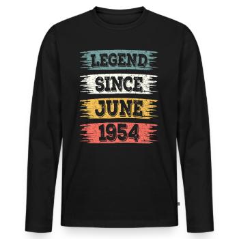 Legend 1954 June 70 Years Anniversary - Men's Premium Organic Long Sleeve Shirt - black - Front - Nico (187cm)
