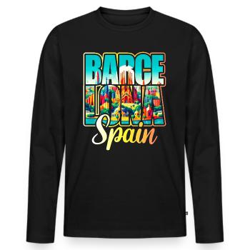 Reisen Spanien Stadt Barcelona - Männer Premium Bio Langarmshirt - Schwarz - Vorne - Nico (187cm)