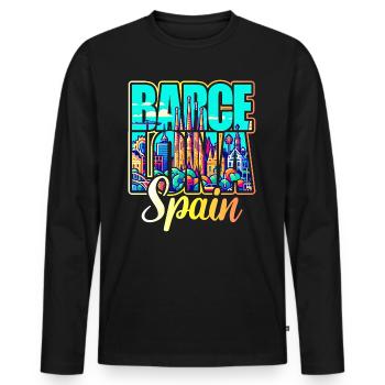 Reisen Spanien Stadt Barcelona - Männer Premium Bio Langarmshirt - Schwarz - Vorne - Nico (187cm)