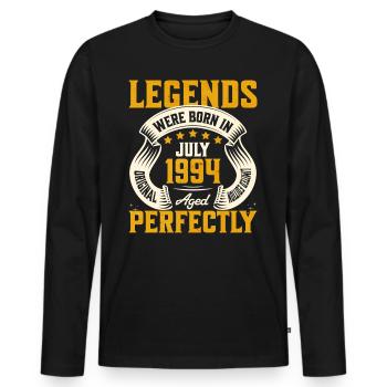 30-jähriges Jubiläum Juli Jahr 1994 - Männer Premium Bio Langarmshirt - Schwarz - Vorne - Nico (187cm)