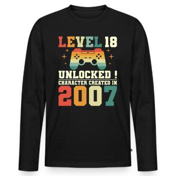 Level 18 Birthday Gamer 18 Years Old - Men's Premium Organic Long Sleeve Shirt - black - Front - Nico (187cm)