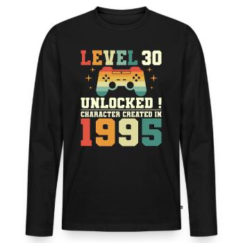 Level 30 Jubiläums-Gamer 30 Jahre - Männer Premium Bio Langarmshirt - Schwarz - Vorne - Nico (187cm)