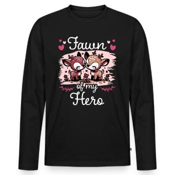 Rehkitz Liebe Romantische Idee Paar - Männer Premium Bio Langarmshirt - Schwarz - Vorne - Nico (187cm)