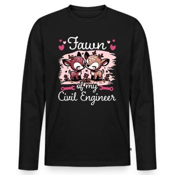 Faon Amour Couple Ingénieur Génie Civil - T-shirt manches longues Premium bio Homme - noir - Devant - Nico (187cm)