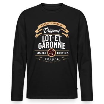 Lot-et-Garonne Département France - T-shirt manches longues Premium bio Homme - noir - Devant - Nico (187cm)