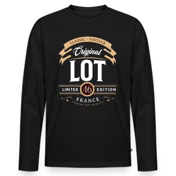 Vintage Lot Département France - T-shirt manches longues Premium bio Homme - noir - Devant - Nico (187cm)