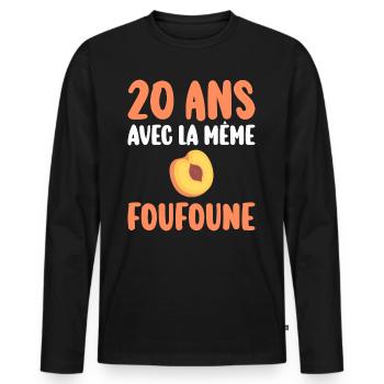 Marié 20 Ans Homme 20 Ans De Mariage - T-shirt manches longues Premium bio Homme - noir - Devant - Nico (187cm)