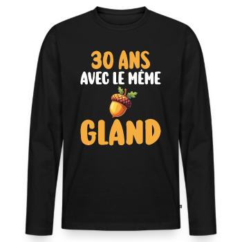 Mariée 30 Ans Femme 30 Ans De Mariage - T-shirt manches longues Premium bio Homme - noir - Devant - Nico (187cm)