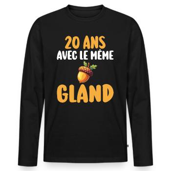 Mariée 20 Ans Femme 20 Ans De Mariage - T-shirt manches longues Premium bio Homme - noir - Devant - Nico (187cm)