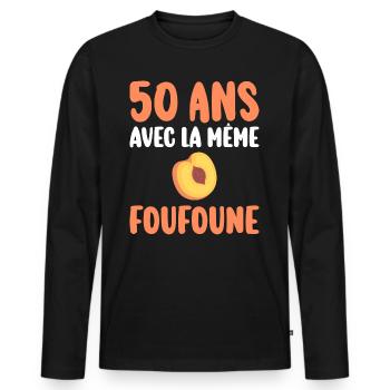 Marié 50 Ans Homme 50 Ans De Mariage - T-shirt manches longues Premium bio Homme - noir - Devant - Nico (187cm)