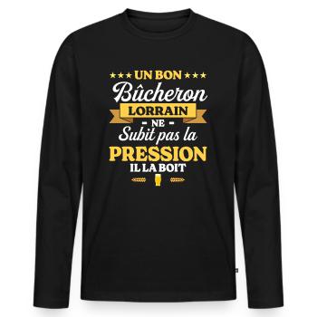Bûcheron Lorrain Lorraine Bûcheron - T-shirt manches longues Premium bio Homme - noir - Devant - Nico (187cm)