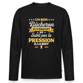 Bûcheron Auvergnat Auvergne Bûcheron - T-shirt manches longues Premium bio Homme - noir - Devant - Nico (187cm)