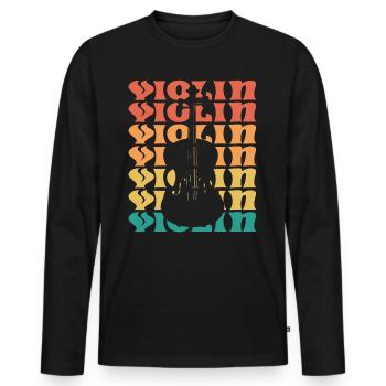 Violon Vintage Musicien Violoniste - T-shirt manches longues Premium bio Homme - noir - Devant - Nico (187cm)