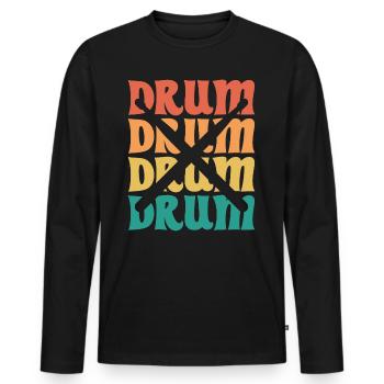 Batterie Vintage Musicien Batteur - T-shirt manches longues Premium bio Homme - noir - Devant - Nico (187cm)