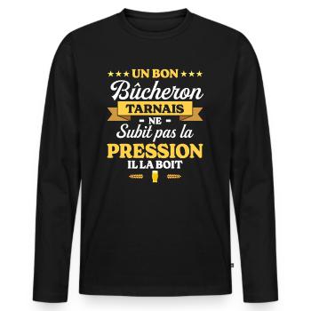 Bûcheron Tarnais Tarn Bûcheron - T-shirt manches longues Premium bio Homme - noir - Devant - Nico (187cm)