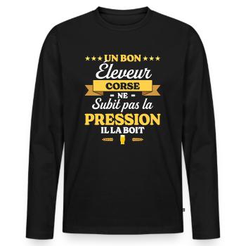Éleveur Corse Humour Éleveur - T-shirt manches longues Premium bio Homme - noir - Devant - Nico (187cm)