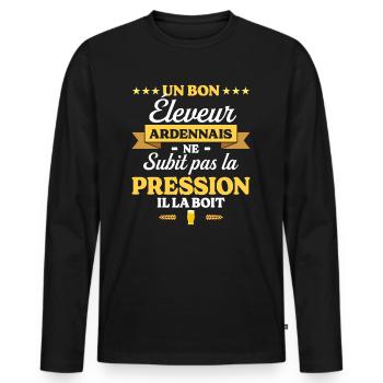 Éleveur Ardennais Ardennes Éleveur - T-shirt manches longues Premium bio Homme - noir - Devant - Nico (187cm)
