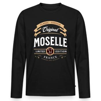 Moselle Département France - T-shirt manches longues Premium bio Homme - noir - Devant - Nico (187cm)