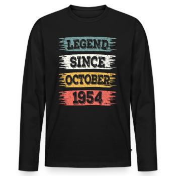 Legend 1954 October 70 Years Anniversary - Men's Premium Organic Long Sleeve Shirt - black - Front - Nico (187cm)