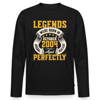 20ème Anniversaire Octobre Année 2004 - T-shirt manches longues Premium bio Homme - noir - Devant - Nico (187cm)