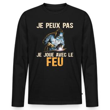 I can't humor welder - Men's Premium Organic Long Sleeve Shirt - black - Front - Nico (187cm)